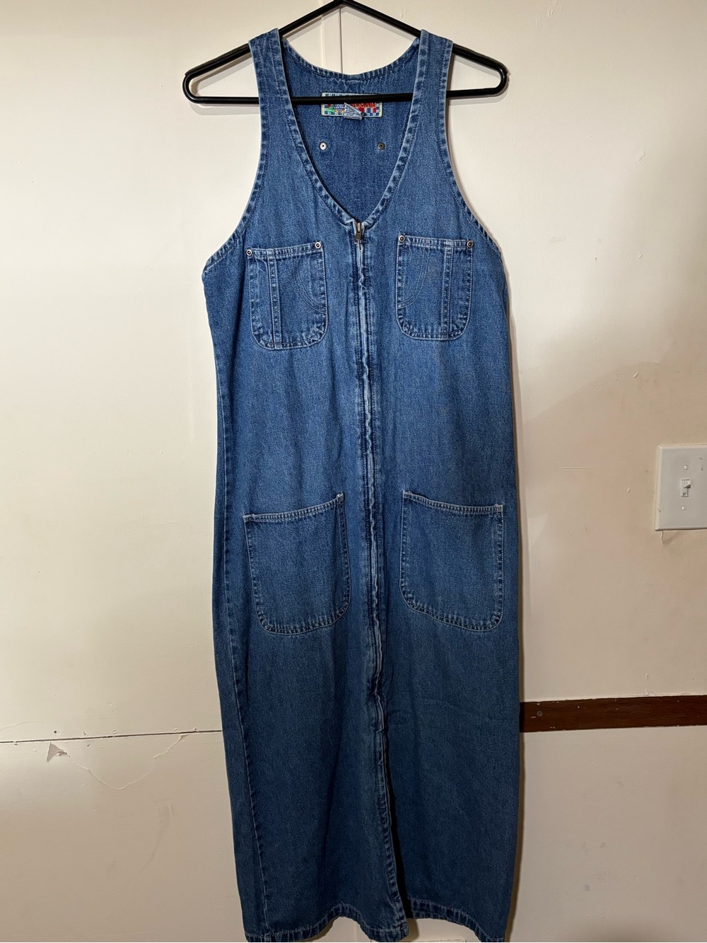 Speed Control Blue Denim Maxi Dress with Front Zip